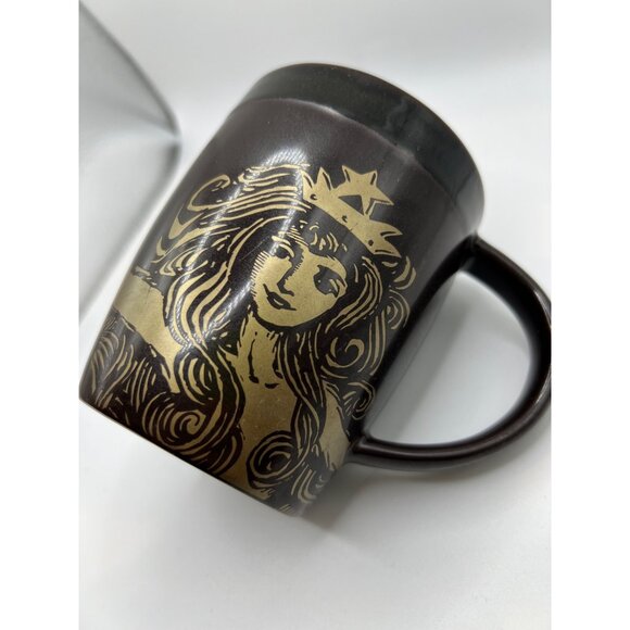 Starbucks Brown & Gold Siren Mermaid 2012 Anniversary Collectible Mug Coffee Tea - Picture 6 of 7